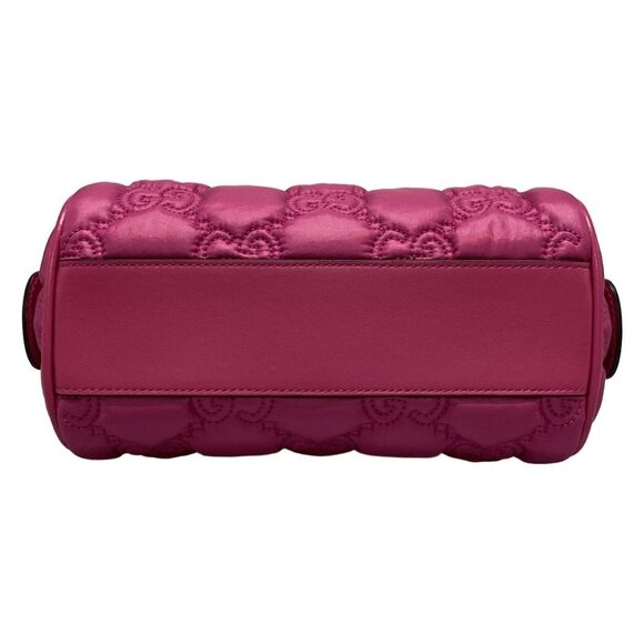 Auth GUCCI GG Matelasse 702251 Pink Nylon Leather Handbag - Picture 15 of 16